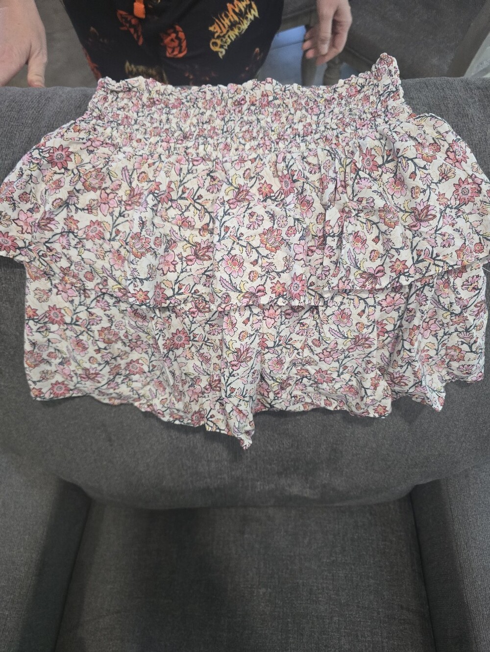 Wallflower Pink & Cream Floral Ruffle Skirt